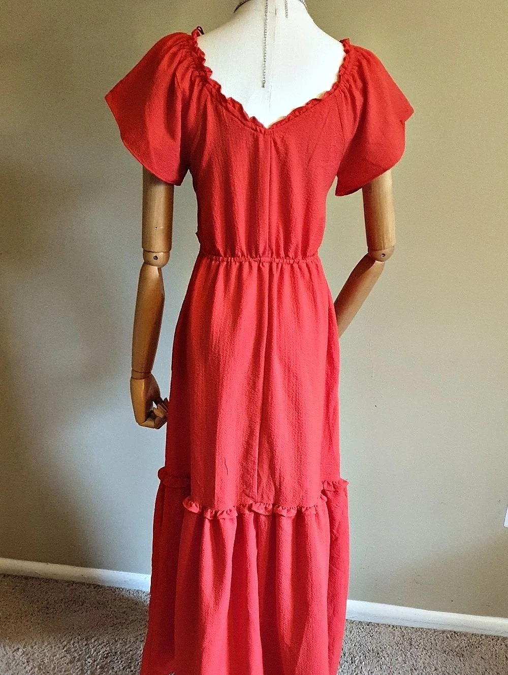 Red Ruffle Maxi Dress NWT - Picture 7 of 8